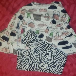 5T, zebra & shopping bag pant set